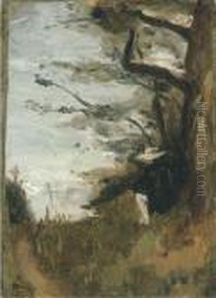 Un Homme Assis Sous Un Arbre Oil Painting by Jean-Baptiste-Camille Corot