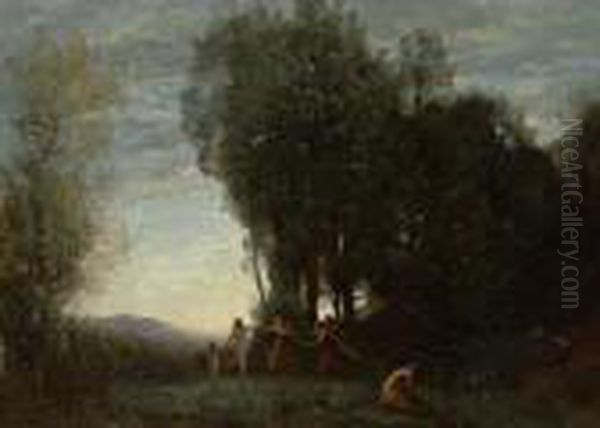 Ronde De Nymphes (effet Du Matin) Oil Painting by Jean-Baptiste-Camille Corot