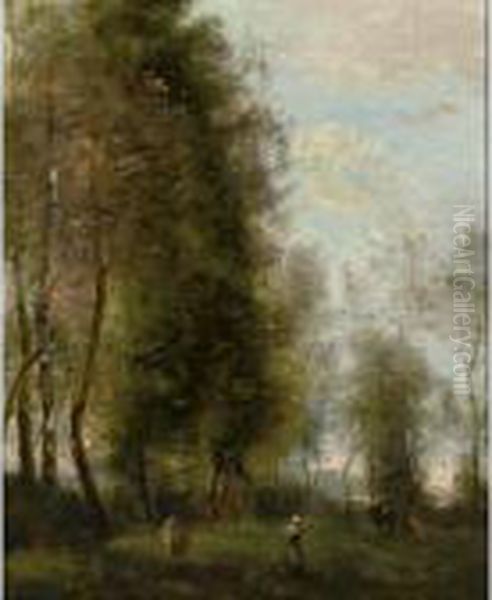 Le Dormoir Oil Painting by Jean-Baptiste-Camille Corot