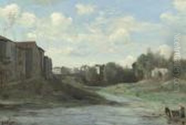 Les Bords De La Midouze Oil Painting by Jean-Baptiste-Camille Corot