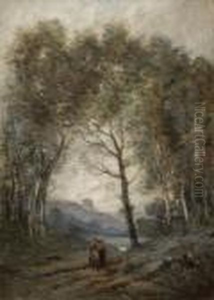 Baumlandschaft Oil Painting by Jean-Baptiste-Camille Corot