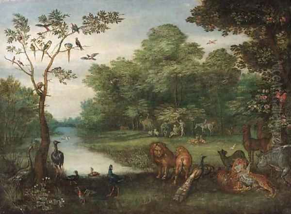 The Garden of Eden Oil Painting by Jan van Kessel