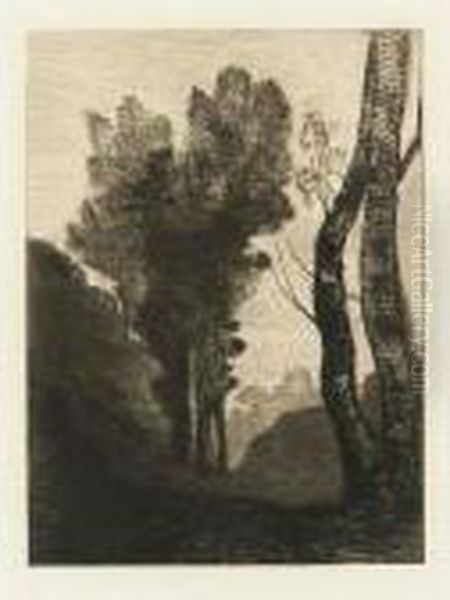 Environs De Rome (delteil 6) Oil Painting by Jean-Baptiste-Camille Corot