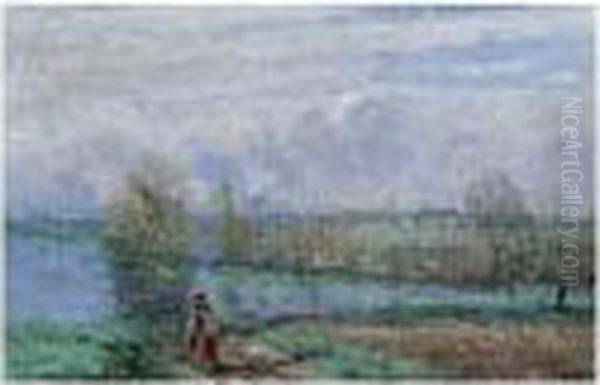 L'inondation Ou Jeune Femme Dans Un Paysage Oil Painting by Jean-Baptiste-Camille Corot