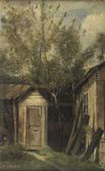 Little Garden Shed Oil Painting by Jean-Baptiste-Camille Corot