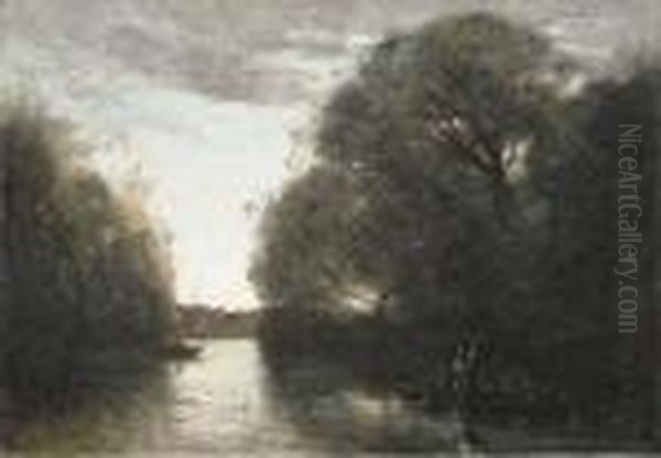 Souvenir De La Rotte, Pres Rotterdam Oil Painting by Jean-Baptiste-Camille Corot