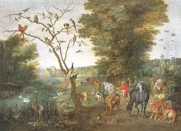 Noah herding animals towards the Ark Oil Painting by Jan van Kessel