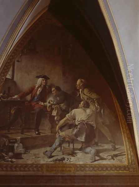 Boettger shows August the Strong the Secret of Making Porcelain Oil Painting by Johann Paul Adolf Kiessling