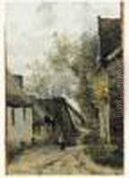 Paysanne Sur Le Chemin D'un Village Oil Painting by Jean-Baptiste-Camille Corot