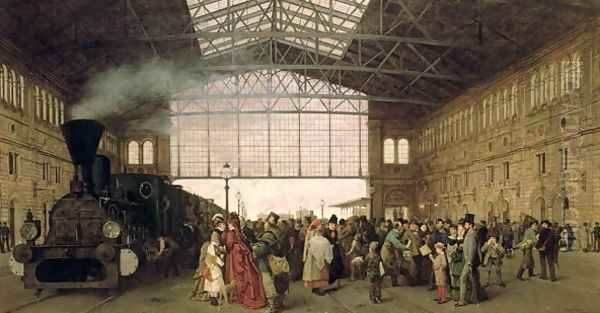 Nordwest Bahnhof Vienna Oil Painting by Carl Karger