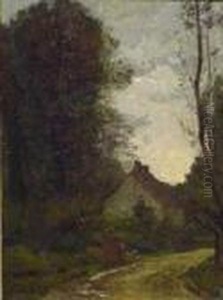 The Woodman's Cottage Oil Painting by Jean-Baptiste-Camille Corot