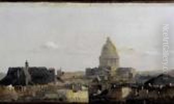 <vue Du Pantheon A Paris>, 1820-1821. Oil Painting by Jean-Baptiste-Camille Corot