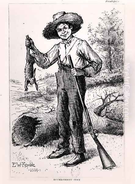 Frontispiece to The Adventures of Huckleberry Finn Oil Painting by Edward Windsor Kemble