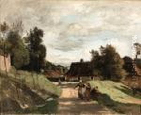 Pres De Moulin, Chierry, Aisne Oil Painting by Jean-Baptiste-Camille Corot