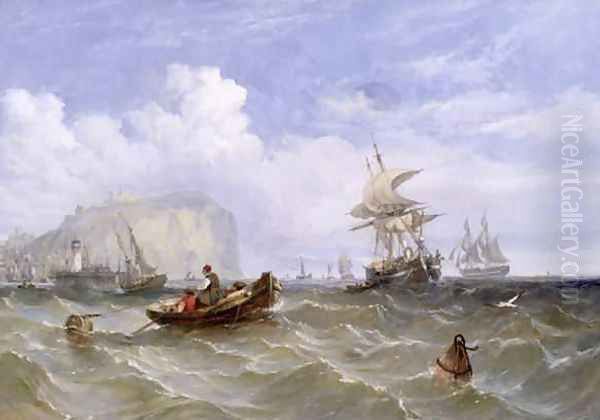 Pilot Boats off Dover Oil Painting by William Adolphu Knell