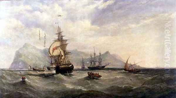 Outward Bound Entering Funchal Roads Madeira Oil Painting by William Adolphu Knell