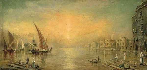 On the Bacino at sunset, Venice Oil Painting by William Adolphu Knell