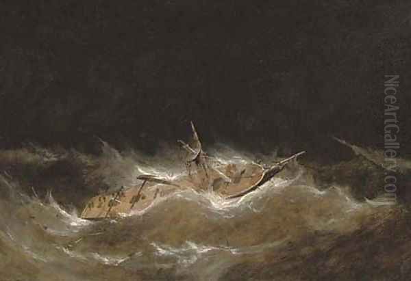 Riding out the gale Oil Painting by William Adolphu Knell