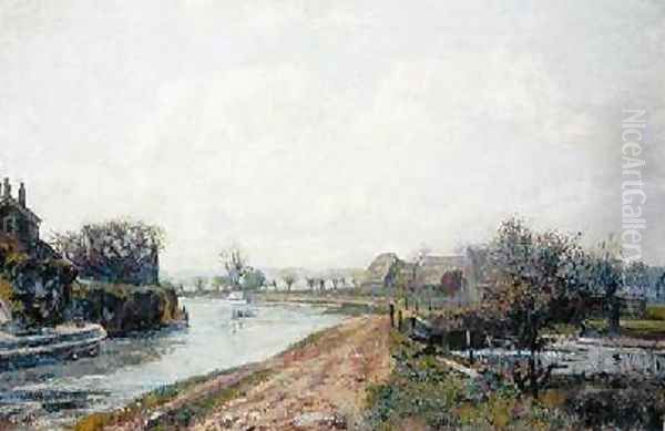 Canal Rickmansworth Oil Painting by John William Buxton Knight