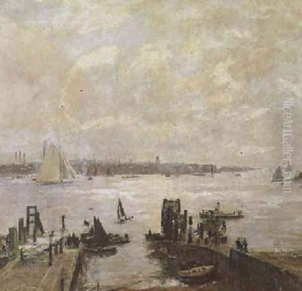 Portsmouth Harbour Oil Painting by John William Buxton Knight