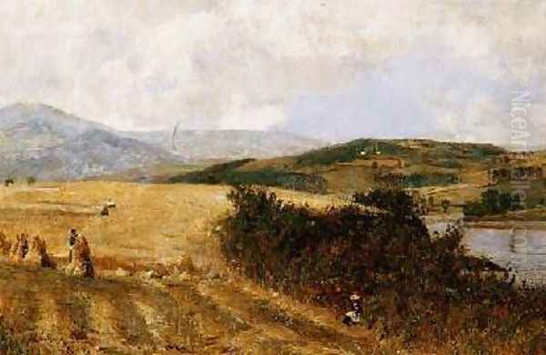 Harvest Time on the Conway River Oil Painting by John William Buxton Knight