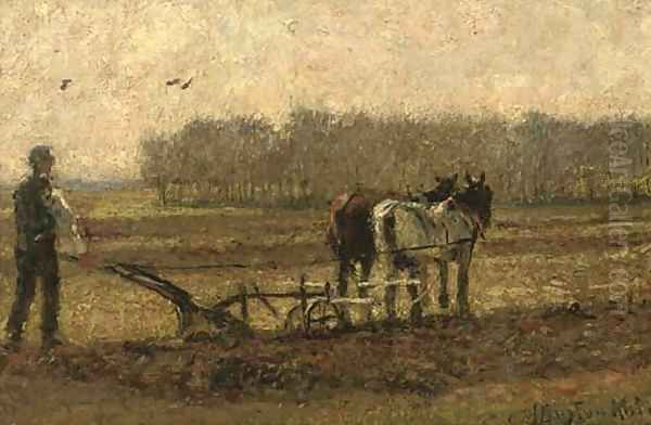 Ploughing the fields, autumn Oil Painting by John William Buxton Knight