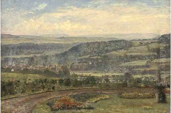 Across the valley to the city beyond Oil Painting by John William Buxton Knight