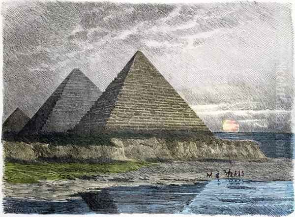 The Pyramids of Giza Oil Painting by Ferdinand Knab