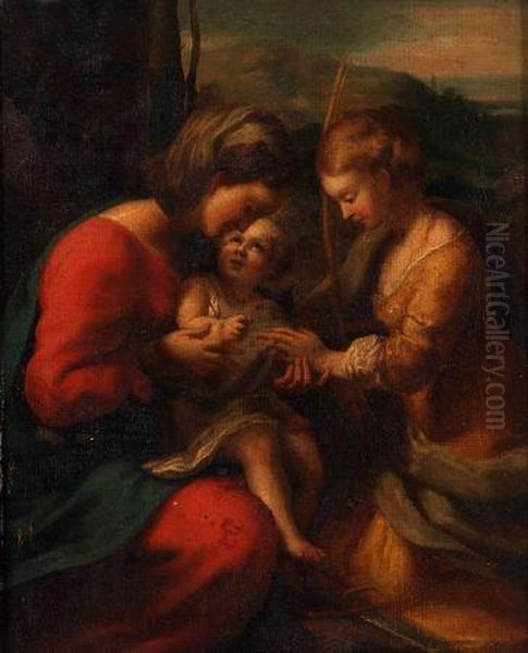 The Mystic Marriage Of St Catherine Oil Painting by Correggio, (Antonio Allegri)