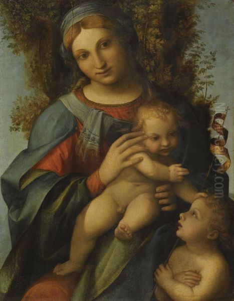 Madonna And Child With The Infant Saint John The Baptist Oil Painting by Correggio, (Antonio Allegri)