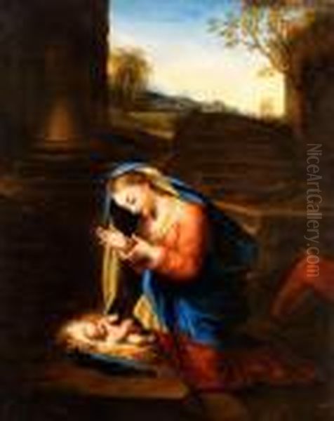 Madonna Mit Kind Oil Painting by Correggio, (Antonio Allegri)