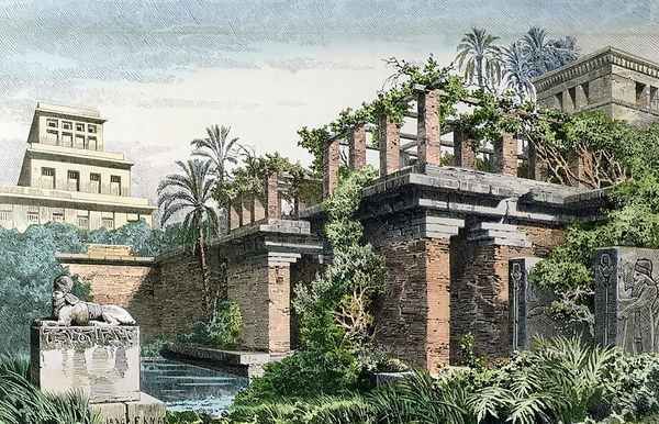 The Hanging Gardens of Babylon Oil Painting by Ferdinand Knab