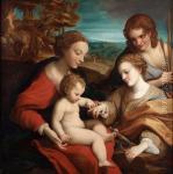 Themystic Marriage Oil Painting by Correggio, (Antonio Allegri)