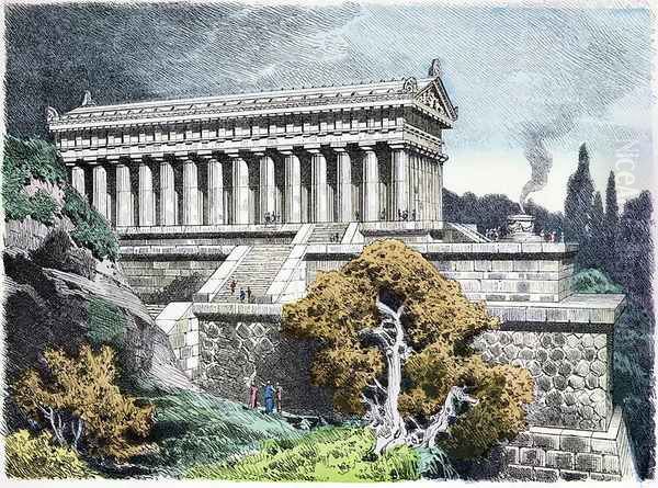 Temple of Diana at Ephesus from a series of the Seven Wonders of the Ancient World Oil Painting by Ferdinand Knab