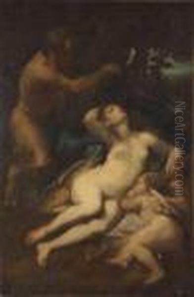 Venus Et Cupidon Endormis Surpris Par Un Satyre Ou Jupiter Et Antiope Oil Painting by Correggio, (Antonio Allegri)