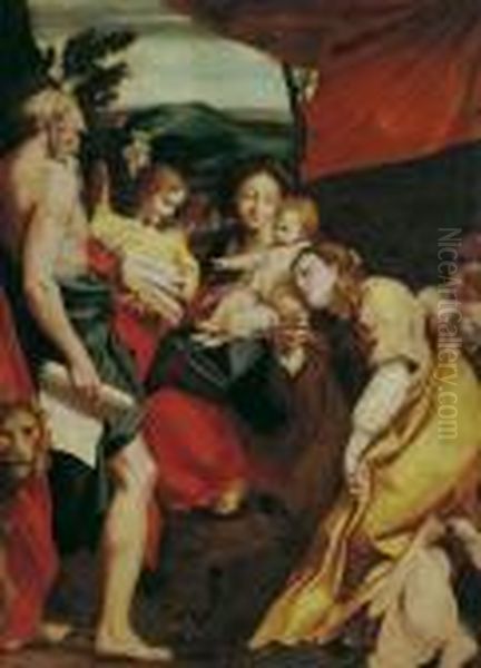 Madonna Mit Kind, Dem Hl.hieronymus Und Maria Magdalena Oil Painting by Correggio, (Antonio Allegri)