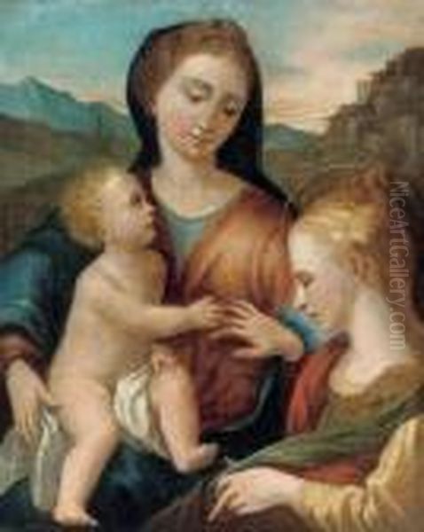 The Mystic Marriage Of Saint Catherine Oil Painting by Correggio, (Antonio Allegri)