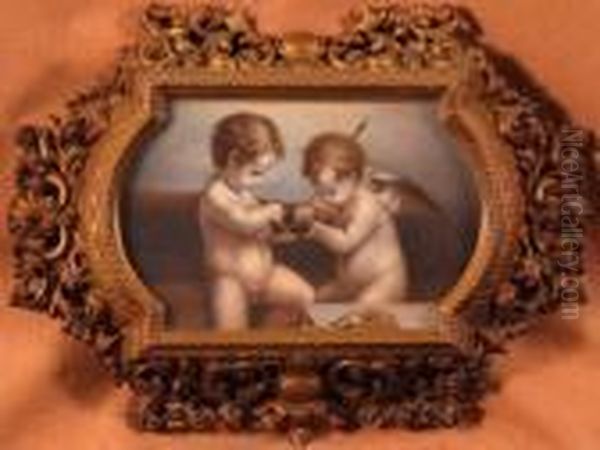 Cupid Sharpening His Arrows Oil Painting by Correggio, (Antonio Allegri)