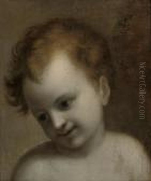 Head Of A Putto Oil Painting by Correggio, (Antonio Allegri)