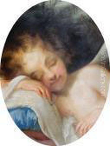 Cupid Sleeping Oil Painting by Correggio, (Antonio Allegri)