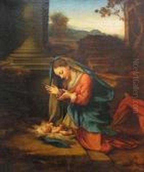 Madonna Che Adora Il Bambino Oil Painting by Correggio, (Antonio Allegri)