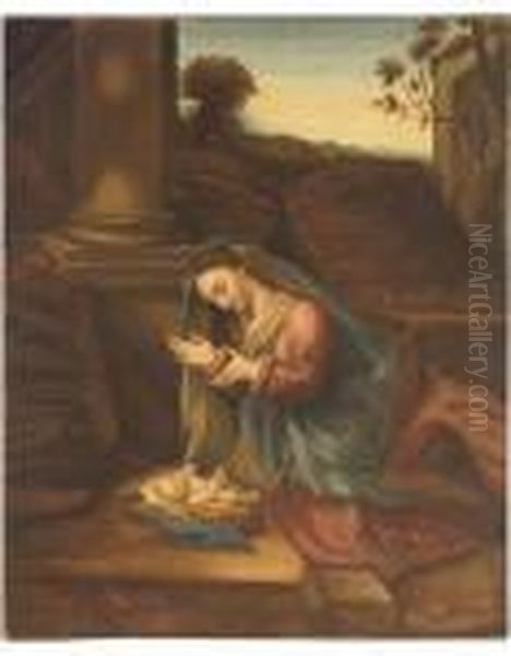 The Virgin Adoring The Christ Child Oil Painting by Correggio, (Antonio Allegri)