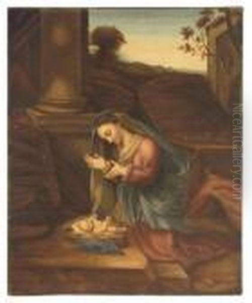 The Virgin Adoring The Christ Child Oil Painting by Correggio, (Antonio Allegri)