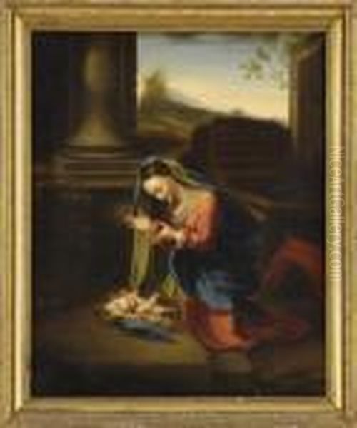 Anbetung Des Jesuskindes. Oil Painting by Correggio, (Antonio Allegri)