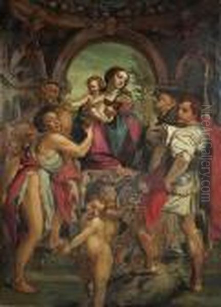 The Madonna Of St George. Oil/canvas Oil Painting by Correggio, (Antonio Allegri)