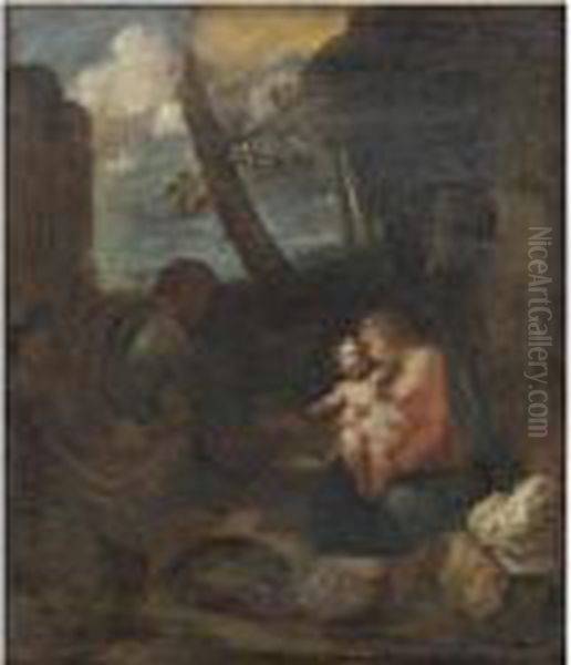 Riposo Durante La Fuga In Egitto Oil Painting by Correggio, (Antonio Allegri)