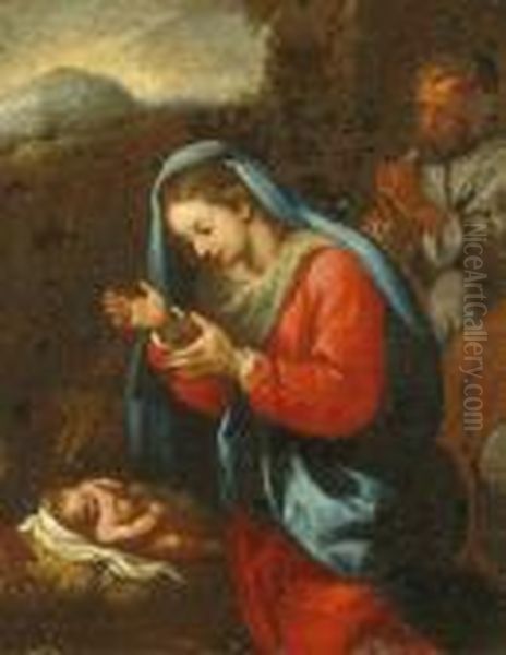 Jezus Szuletese Oil Painting by Correggio, (Antonio Allegri)