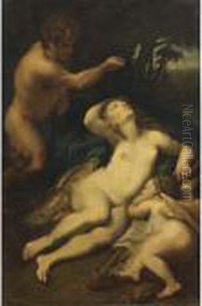 Giove E Antiope Oil Painting by Correggio, (Antonio Allegri)