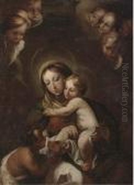 The Madonna And Child With The Infant Saint John The Baptist Oil Painting by Correggio, (Antonio Allegri)