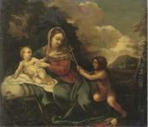 The Madonna And Child With The Infant Saint John The Baptist Oil Painting by Correggio, (Antonio Allegri)